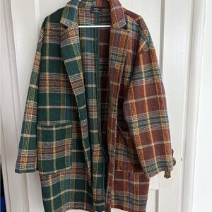 Dressed in LALA Scorpio 2.0 Half + Half Oversized Coat in Pine + Brown